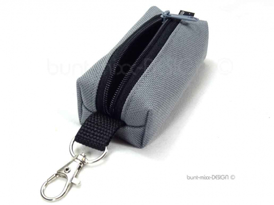 Schlüsselanhänger Minitasche, grau mausgrau, handmade BuntMixxDESIGN